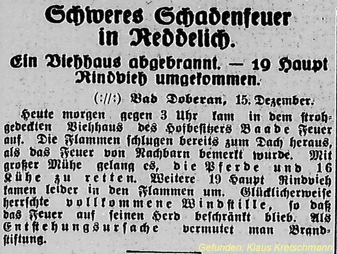Faksimile Rostocker Anzeiger von Dezember 1928